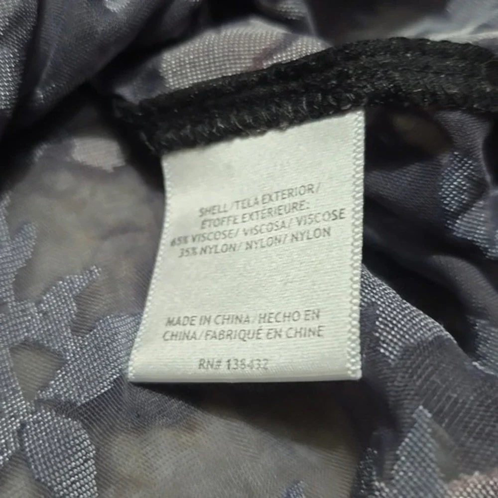 Modcloth Floral Burnout Velvet Sheer Button Up Blouse Grey Navy Pink 4X‎ - Picture 7 of 9